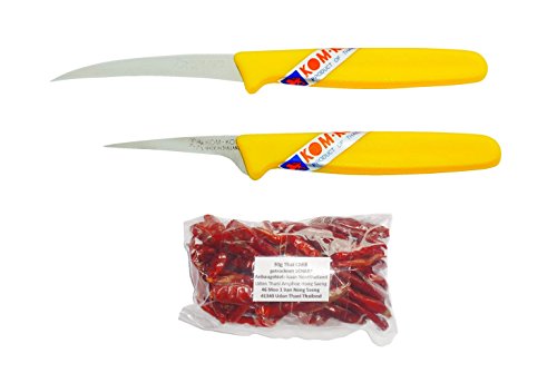 kiwiandkomkom Set de couteaux décoratifs thaïlandais - Couteau de sculpture et couteau à dénoyauter pour fruits et fruits - 30 g de piments thaïlandais - Aiguisés du Nord de la Thaïlande Cover