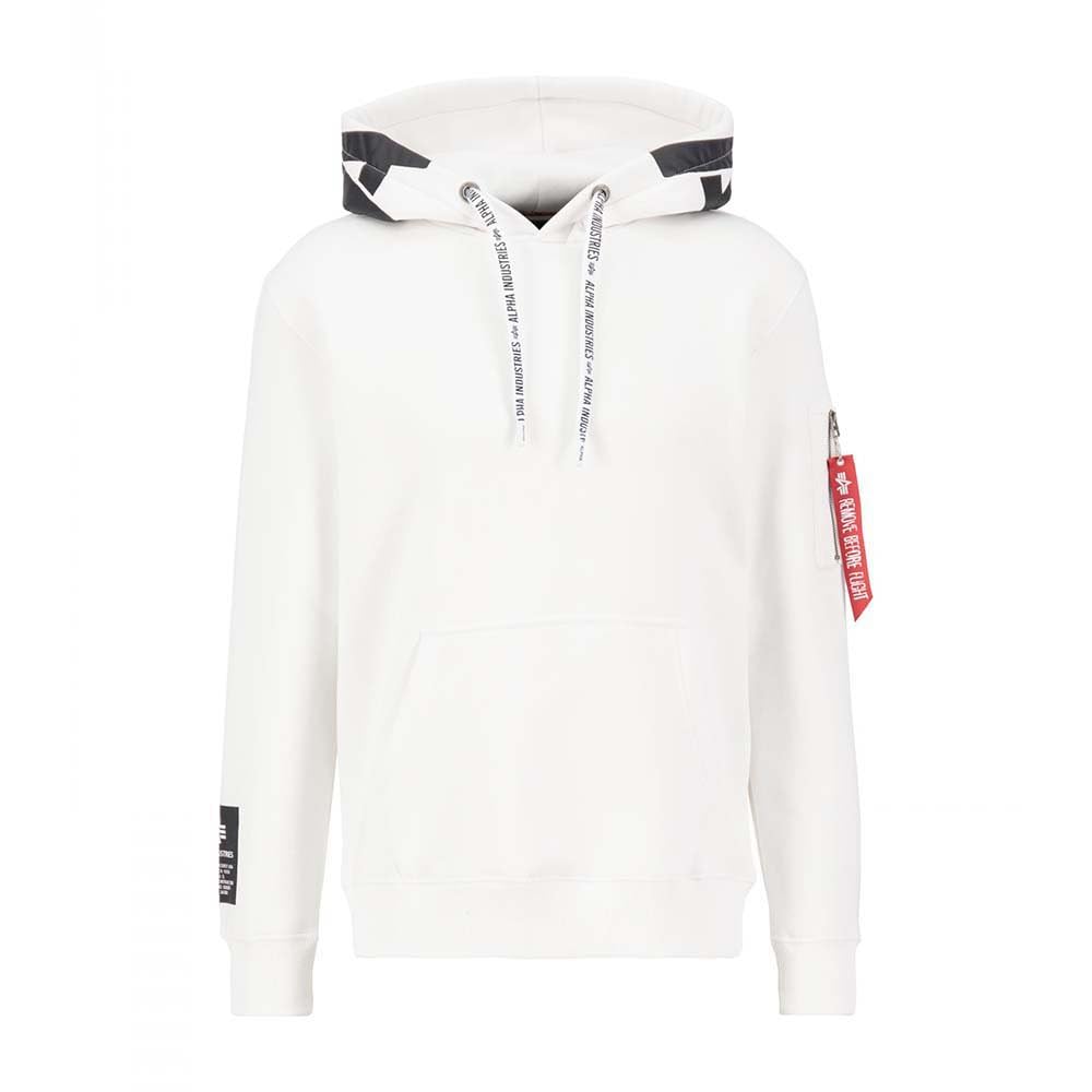 Alpha Industries Men's White/Black Alpha Hooded Sweat For