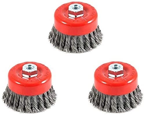 CAPRESIST Twisted Thread Cup Brush, Brass wire M10 Thread (Black) | Twisted Brush for Rust, Paint| twisted cup brush for removing rust | twisted cup brush | cup brush | cup brush for drill |PACK OF 3