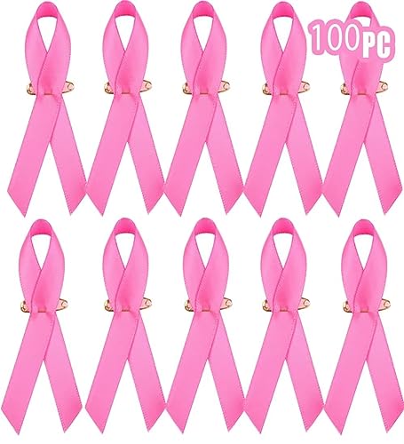 AISENO 100 Pcs Pink Ribbon Pins Breast Cancer Awareness Fundraising Lapel Pins Buttons Caring Charity Public & Social Event Public Welfare Party Supplies Memorials Activity Survivor Campaign Party