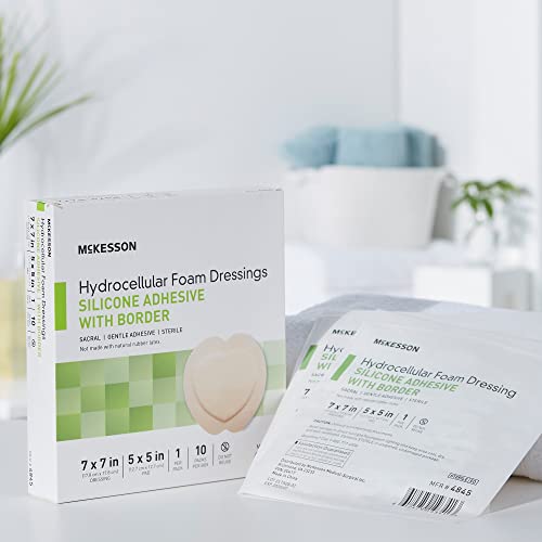 Mckesson Hydrocellular Foam Dressings, Sterile, Silicone Adhesive With Border, Dimension 7 In X 7 In, Pad 5 In X 5 In, 10 Count, 1 Pack #TOP7