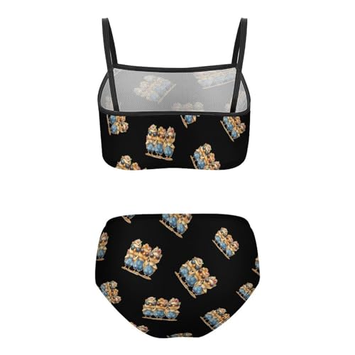 Chicken Mom Lady Girls Swimsuits Two Piece Bikini Sets Beach Sport Swimwear Bathing Suit2