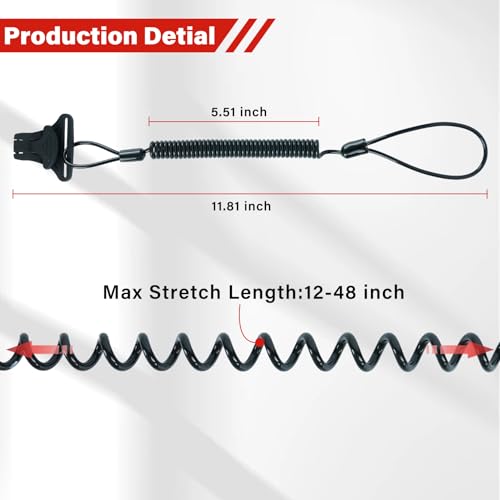 Image of MELOTOUGH Coiled Lanyard,Hard Hat Lanyard w /Clamp End,No Snag Design for Hard Hat,Tools,Small Valuables,Load Cap 2lbs,3Pcs