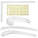Morimoe Fashion Sewing Ruler, Vary Form Curve Ruler, French Curves Measuring Cloth Design, Drawing Pattern, Aluminum (5-Pcs Set)