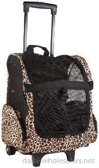 Barker Brands Inc. Leopard Rolling Backpack Pet Carrier for Dogs & Cats!