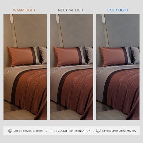 Image of Stoa Paris 300TC UltraSatin Super Size Bedsheet with 2 Pillow Covers, 274cm x 274cm Ideal for King & Double Bed, Gentle on Skin & Hair, Fade & Wrinkle Resistant, Quick Dry, Vogue - Champagne, Wine