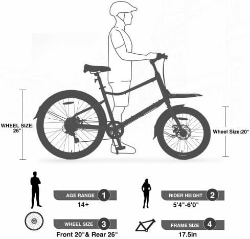 7 Speed, Aluminum Alloy Frame, Multiple Colors 26 Inch Bike,Cargo Bike for Women and Men