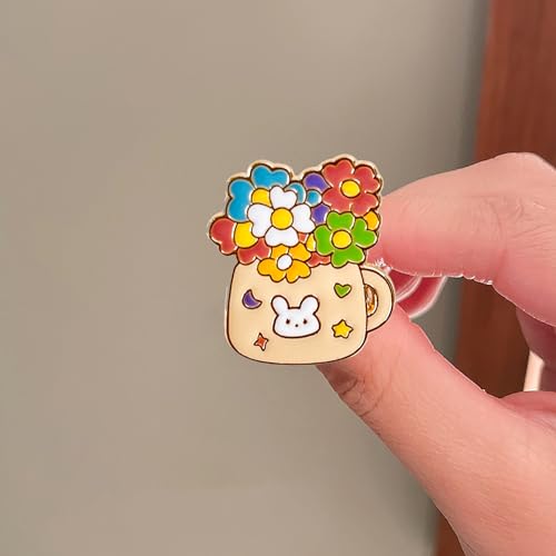 Image of Cute Enamel Pins Cartoon Lapel Pin Brooch Badge for Backpack Jackets Funny Tiger Pins for Gift DIY Accessory Clothing Bookbags Hat Decoration,flower pin-2