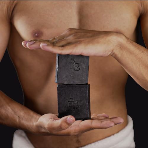 Image of Charcoal Detox Ayurvedic Soap Pack of 3 x 125g for Men 99.9% Germ Protection Deep Cleansing, Oil Control & Refreshing Mint | Handmade Soap, Natural, Vegan - 125gX3