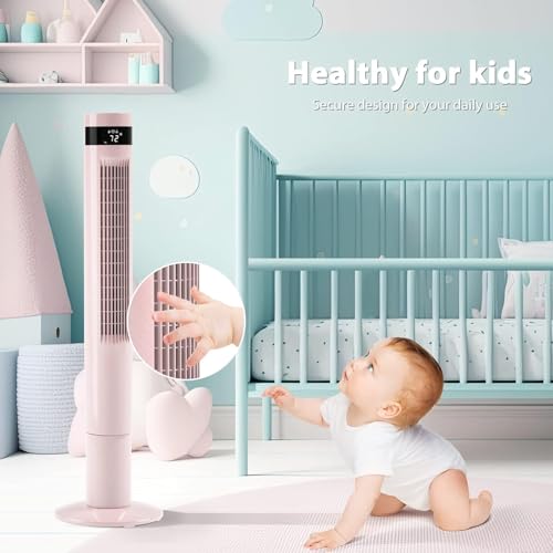 Image of Antarctic Star Tower Fan 85Oscillating Fan Quiet Cooling 12H Timer Remote Control Bladeless Electric 3 Speeds Wind 3 Modes, 42INCH, PINK