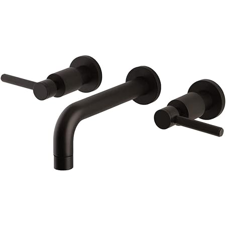 Kingston Brass KS8125DL Wall Mount Bathroom Faucet, Oil Rubbed Bronze, 8 inch spout reach , Oil-Rubbed Bronze