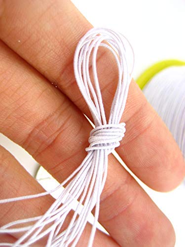 Vomono White 10Ms Of 1Mm Round Cord Elastic Stretchy Thread Hat Beading Jewellery Elastic
