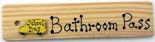 Amazon.com: Bathroom Pass - AA-911R Made in USA - 8"x2" Wooden Pass w/SCHOOLBUS & Hang Loop ...
