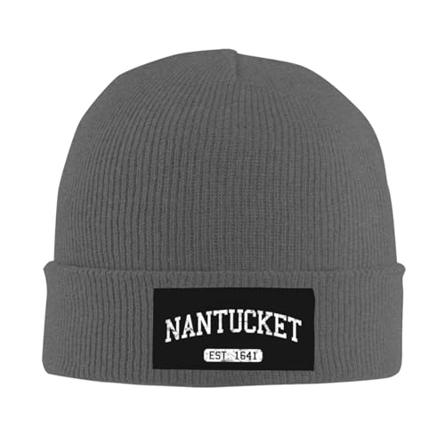 Nantucket Massachusetts Est. 1641 Knit Hats Beanie Hat Warm Winter Ski Cap Deep Heather