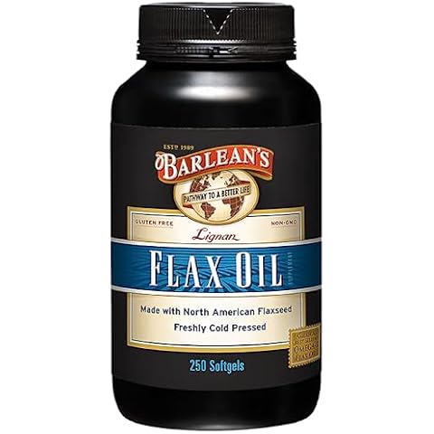 Barlean's Lignan Flaxseed Oil Softgels, Cold-Pressed Flax Seed Supplement with 1,550 mg ALA Omega-3 Fatty Acids for Joint & Heart Health, 1000mg, 250 ct Cover