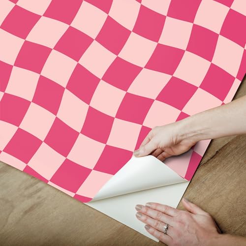RoomMates Groovy Checker Pink Peel and Stick Wallpaper, RMWS1242 (Pack of 1) by RoomMates - Image 2