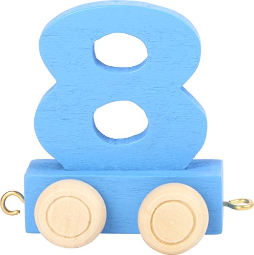Small Foot Design 10570 Zahlenzug 8' aus Buntem Holz mit Vier Kleinen Rädern sowie Verbindungsmöglichkeit mit Anderen Zahlenzügen