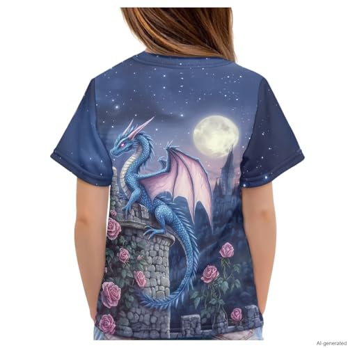 Image of WELLFLYHOM Kids Tshirts Girls Boys Short Sleeve Crewneck Tees Shirts Casual Sport Pullover Tops Size 3-16 Years