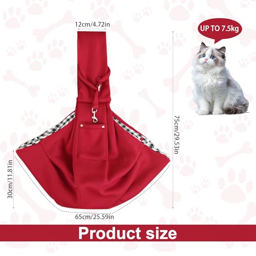 AMONENZ Hunde Umhängetasche, Weinrot Snuggle Sling Hund bis 7,5 kg, Weich Hundetragetuch,Tiertransporttrage, für Spaziergang Aktivitäten im Ausflüge und Freien