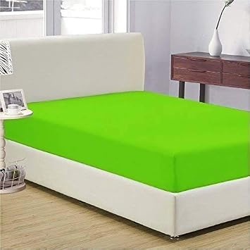 LaxLinen 500TC Super Quality Bed Sheet 100% Egyptian Cotton 1PC Fitted Sheet 15" Inch Extra Deep Pocket King/ Standard or Eastern King, Parrot Green Solid