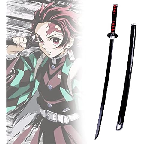 Lnder Katana Nichirin Sword With Pvc Sheath/katana Holder, Kamado Tanjiro Cosplay Ninja Sword Props Anime Fans Xmas Birthdays Gifts, Size 75cm/100cm (Size : 75cm Kamado Tanjirou Sword) Cover