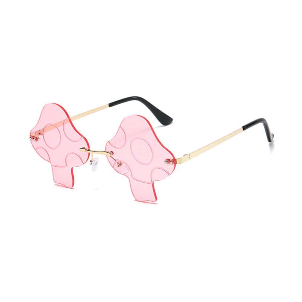 ENTHYI Mushroom Shape Sunglasses for Women Irregular Rimless Eyewear Retro rave Party halloween Sun Glasses