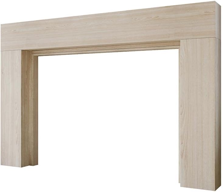 Modern Ember Sabine Wood Fireplace Mantel Surround Kit, Unfinished 48" x 42" Opening | 72" x 54" Overall | Minimal Modern Aesthetic; Includes Wooden Mantel Surround & Shelf
