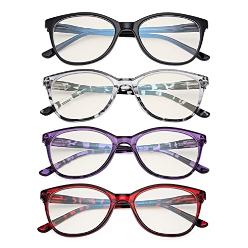 Image of Eyekepper 4 Pack Oversized Blue Light Filter Glasses - Cat Eye Design Computer Reading Glasses for Women Anti Screen Glare Blocking Digital Blue Rays +1.00