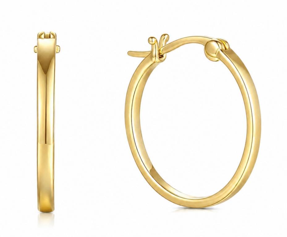 14K Gold Hoop Earrings for Women - Lightweight Classic Square Tube 14K Gold Earrings Timeless Everyday Jewelry (20mm)