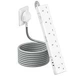 LENCENT Extension Lead with USB C Port, 3250W 13A, 6 Way Outlets Power Strip with 1 USB-C and 2 USB Slots, Multi Power Plug Extension with 1.8M Braided Extension Cord for Home Office, White