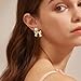 STAYLOVE Gold Big Pearl Bow Earrings for Women Trendy 925 Sterling Silver Post Hypoallergenic 14k Real gold plated Dainty Bow Dangle Earrings for Women