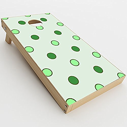 Skin Decal Vinyl Wrap for Cornhole Game Board Bag Toss/Green Polka Dots