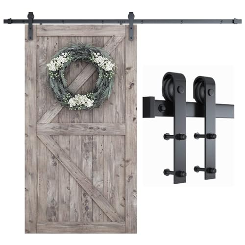 SMARTSTANDARD 8.2 FT Barn Door Hardware Kit -Sliding Barn Door Track - Smooth and Quiet - Easy to Install - Includes Step-by-Step Installation Instructions - Fits 48" Wide Door Panel (J Shape Hanger)