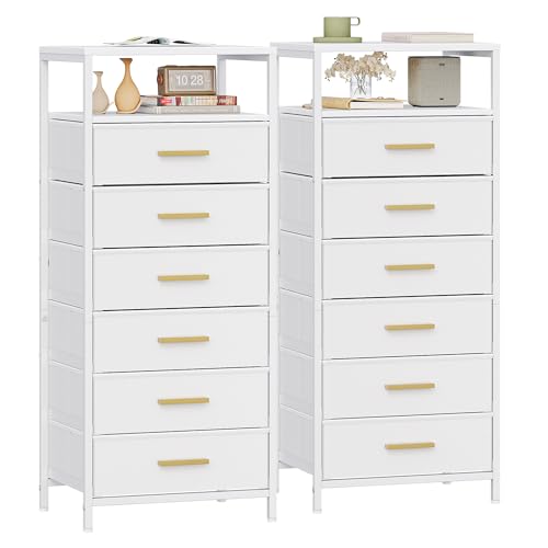 Hzuaneri Commode Chambre, Lot de 2, Meuble de Rangement avec Compartiment Ouvert, Colonne de...