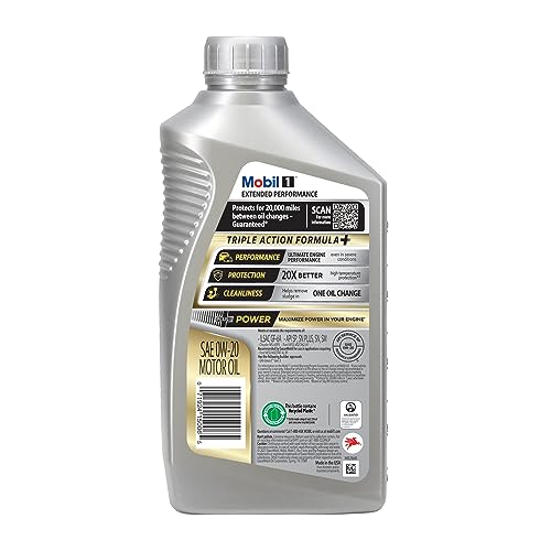 Image of Mobil 1 Extended Performance Full Synthetic Motor Oil 0W-20, 1 Quart (6-pack)