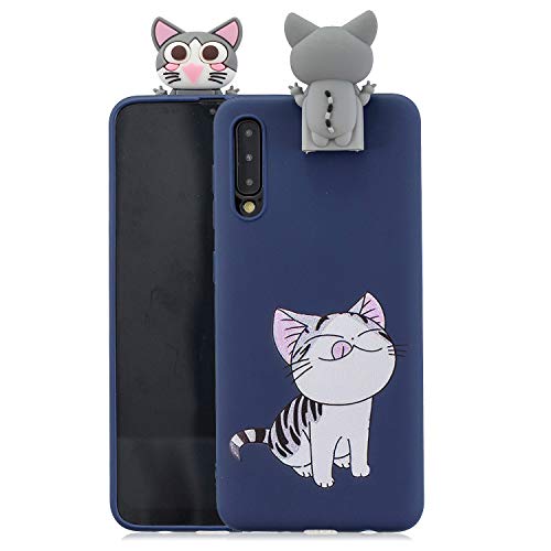Jorisa Silicone Coque pour Samsung Galaxy A50,Etui Slim Fine Matte,Anti-Rayures Pare-Chocs Souple TPU Housse Protecteur,Peau Gommage Antichoc Mat avec Mignonne Dessin Animé Modèle,Bleu Cover