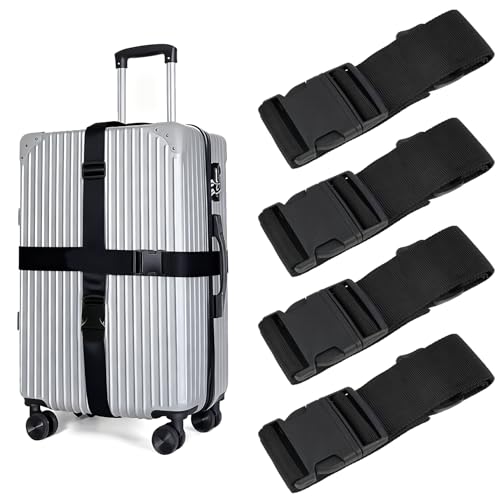 Sangles De Bagage Réglables - Set De 4 Sangles De Valise Universelles De 100 À 190 Cm-Ceintures De Sécurité pour Valises De 20