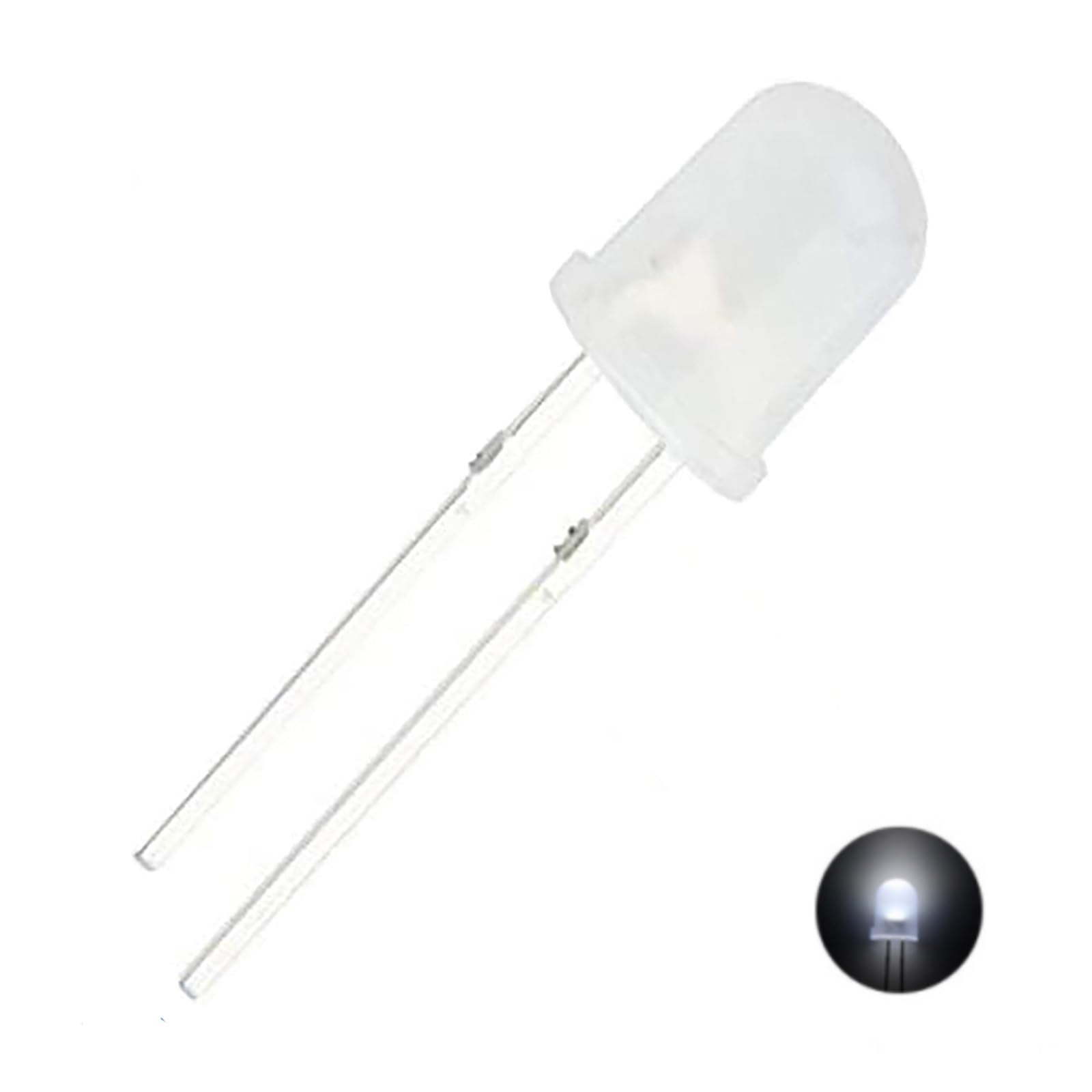 WHWRCADV 10 PCS 5mm Diffused LED Diode High Intensity Super Bright Lighting Bulb Electronics Component Lamp Fog Light Emitting Diode(White)