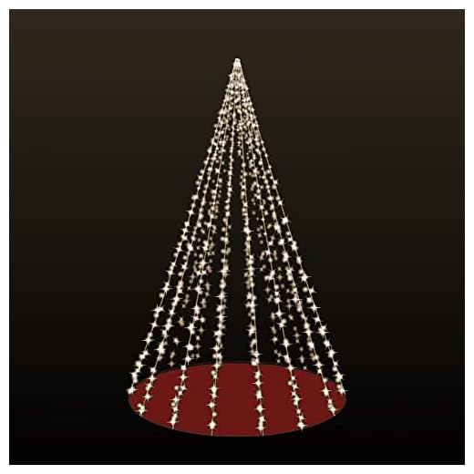 LILENO HOME Ljusslinga flaggstång 400 LED – 800 cm för utomhus- och inomhusbruk – LED-ljuskedja som flaggstångsbelysning med ring – trädbelysning, ljusslinga för julgran och ljuspyramid