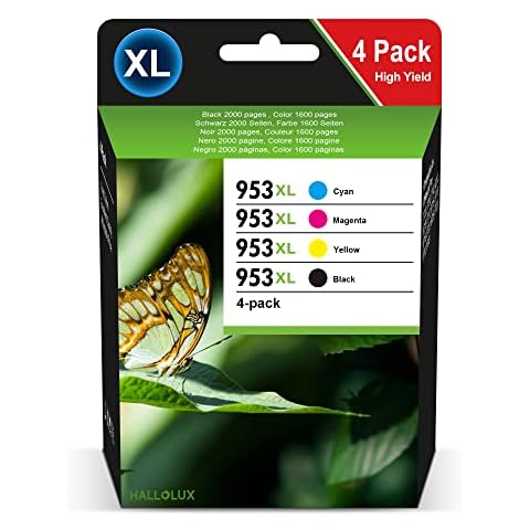 High Yield 953XL Remanufactured Ink Cartridge Replacement for HP 953XL Black/Cyan/Magenta/Yellow Multipack HALLOLUX Compatible for Officejet Pro 7740 7730 7720 8740 8730 8725 8720 8719 8710 8218 8210 Cover
