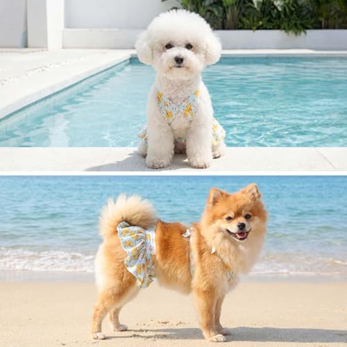 Image of CuteBone Dog Bikini Dress, Stylish Swimsuit Costume for Small Dogs, Comfortable & Adjustable Puppy Bathing Suit, Soft Outfit Pet Apparel for Beach, Pool and Summer Fun DB38XS