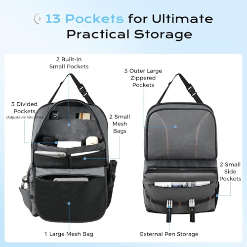 Image of Coverado Backseat Car Organizer, Heavy-Duty Durable Dual-Way Use Car Back Seat Organizer Waterproof with Reinforced Pockets, Zipper Closure Design, Protect Valuables from Spills, Keeps Car Tidy
