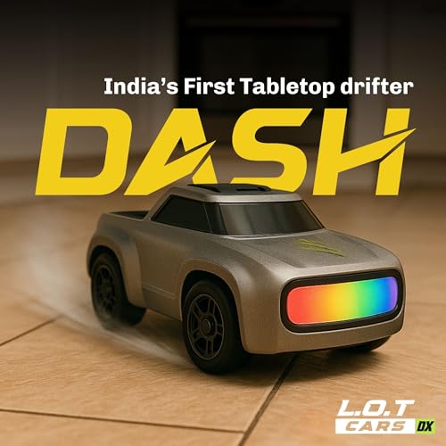 Image of L.O.T Cars Dash Remote Control Car Toy | 2.4Ghz, 1:64 Scale | Rc Cars, Rc Drifting Cars, Proportional Steering, Birthday Gift, Dual-Speed Modes & Lights with 100m Remote Range (Silver)