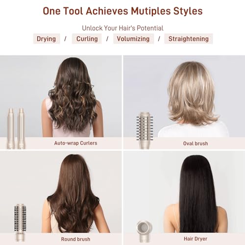 Mescomb FS07 5 In 1 Hair Air Styler - Rotating Hair Dryer Brush 110000 Rpm For Fast Drying & Hot-Air Automatic Wrap Curlers thumb #1
