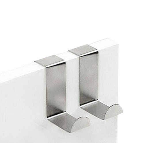 Jingyuu 2PCS Crochets de Porte en Acier Inoxydable, Crochet Fixer Porte Placard Sac a Main Percage Barre Armoire en Metal INOX Acier Serviette Salle de Bain Mur Maison Cusine Clef Decoration Vetement