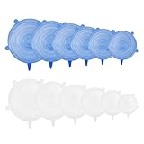 12PCS Tapas de Silicona Ajustables, Tapas Elásticas en 6 Tamaños (6.5-20.5...