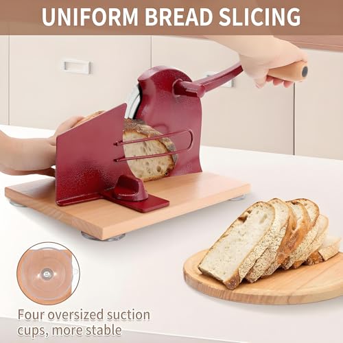 Affettatrice manuale per pane a manovella, in acciaio inox, per fette uniformi, spessore regolabile da 0 a 2,3 cm, per cucina e casa