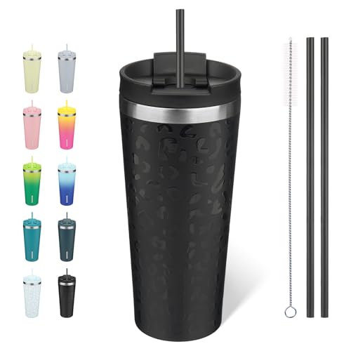 Image of BJPKPK 22 oz Coffee Tumbler with Straw, Insulated Stainless Steel Cup