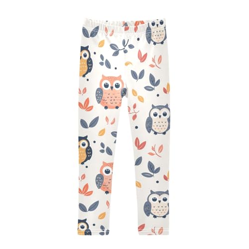 Cartoon Owl Girls Leggings,Workout Leggings for Girls Toddler Athletic Legging Size for 3-10T