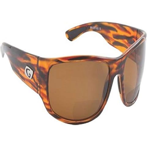 Guideline Eyegear Wake Fishing, Boating, Water Sports Polarized Bifocal Sunglasses with Freestone Brown Lens, Shiny Tiger Tortoise Frame (+2.50), Large/X-Large Cover